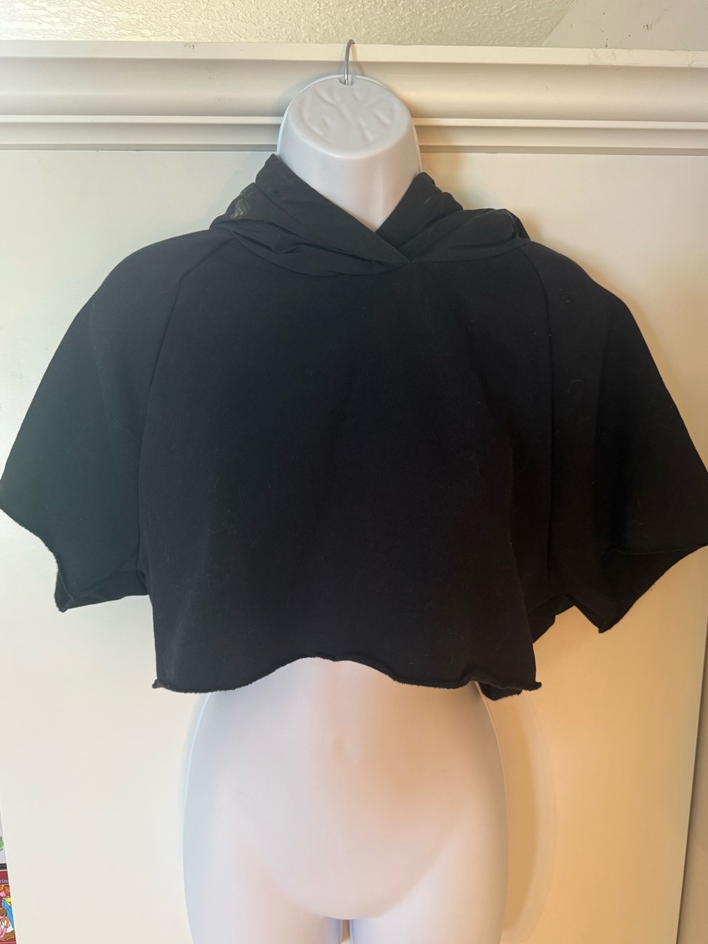 ALO Yoga Black Cropped Hoodie Top - S/ Black